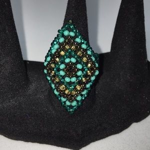 Art Beaded Ring Jewelry Hand Made